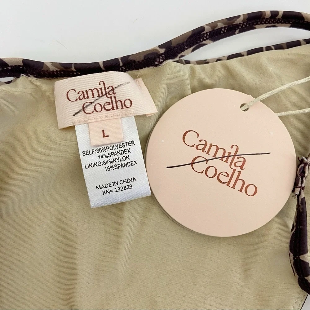 Camila Coelho Lorena Bottom in Natural Leopard Size L